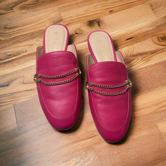 Coach Sawyer Slide Loafer Women’s Shoes Size US5 EUR 35.5 Pink With Chains Mule - Picture 5 of 7